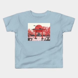 Japanese sunset in pacific ocean Kids T-Shirt